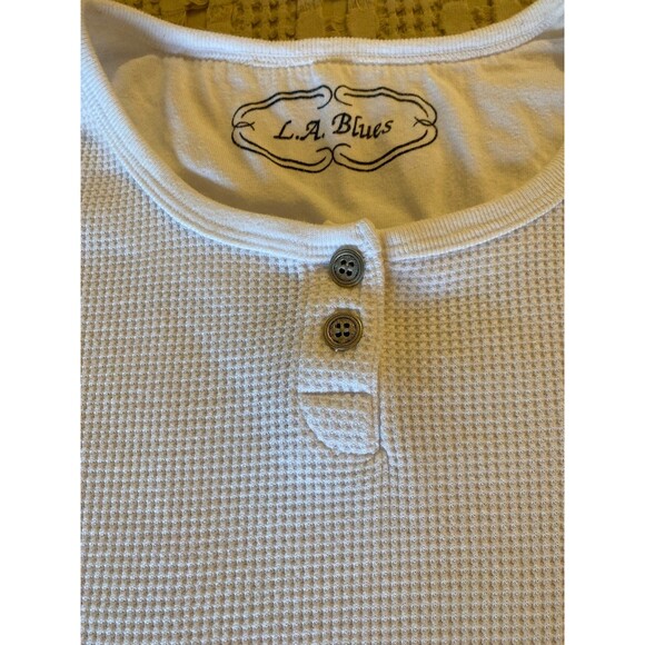 LA Blues Womens Top White Size 18-20 Shirt Stretches Henley  Fabric Short Sleeve - Picture 4 of 11